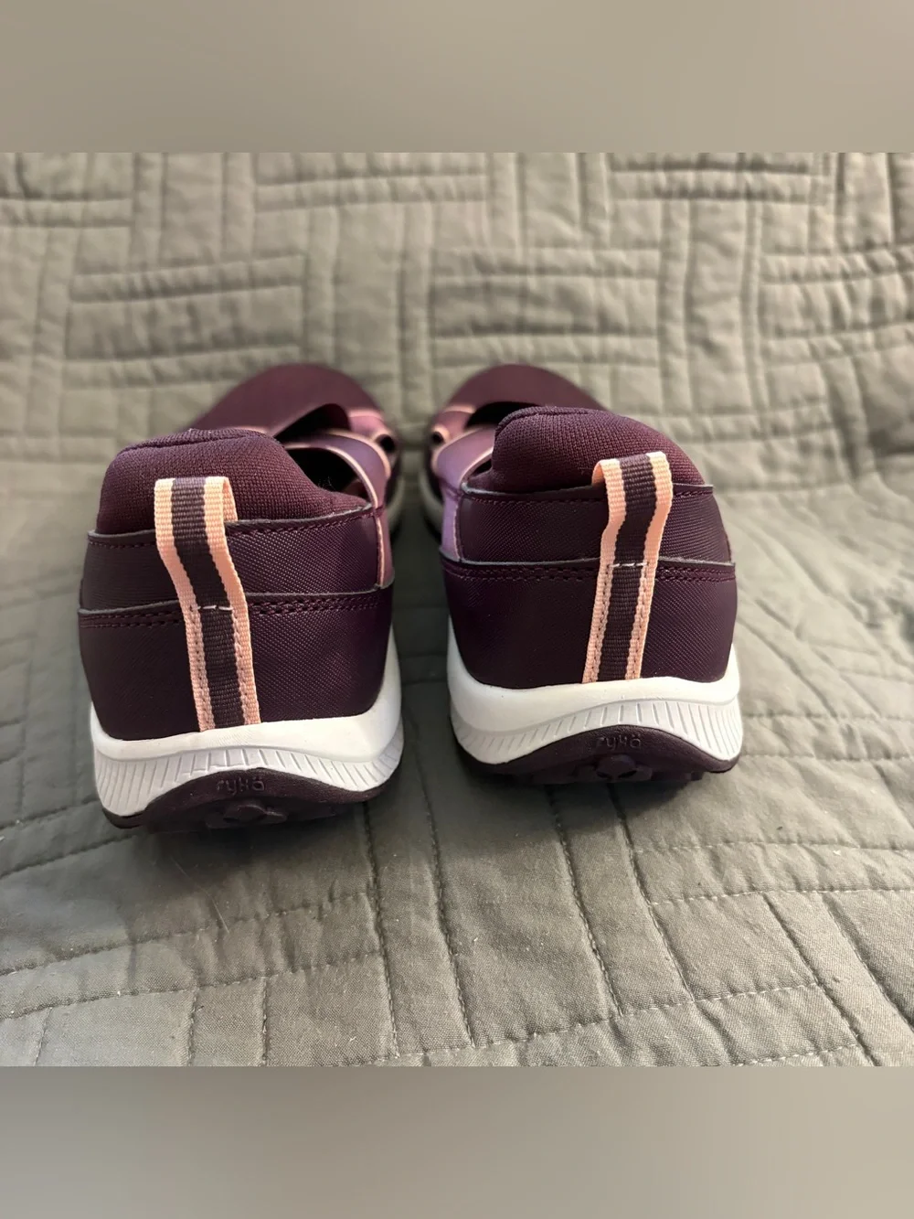 Ryka Women's Slip-On Athletic Shoe in Plum with Pink Trim